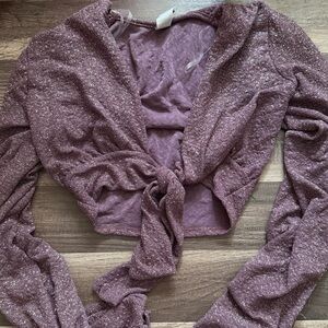 Windsor Purple Glitter Tie-Front Blouse